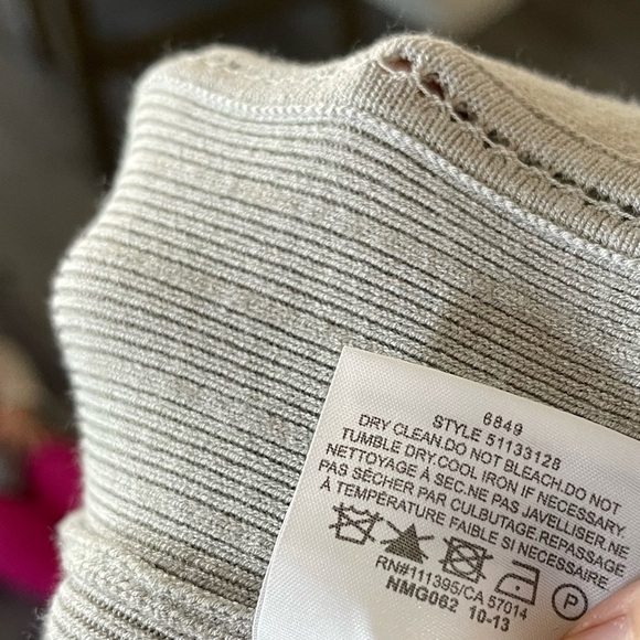 Tory Burch| Gray open front cardigan, slightly cropped with Knit eyelet detail• - Picture 12 of 15